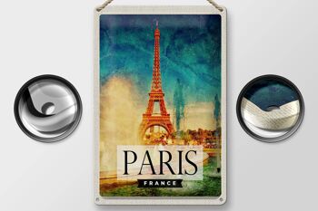 Panneau de voyage en étain, 20x30cm, Paris, France, tour Eiffel, Art 2