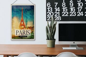 Panneau de voyage en étain, 20x30cm, Paris, France, tour Eiffel, Art 3