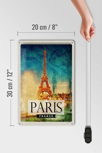 Panneau de voyage en étain, 20x30cm, Paris, France, tour Eiffel, Art 4