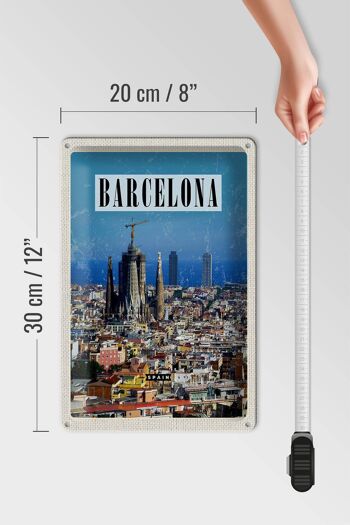 Plaque en tôle voyage 20x30cm Barcelone Espagne vue sur la ville 4