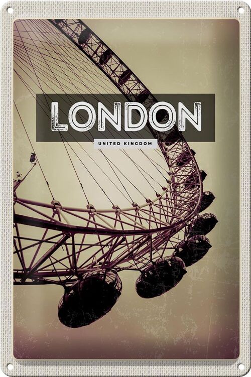 Blechschild Reise 20x30cm London England Karussell London Eye