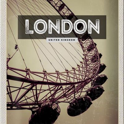 Targa in metallo da viaggio 20x30 cm Londra Inghilterra Carousel London Eye