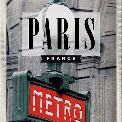 Targa in metallo da viaggio 20x30 cm Destinazione di viaggio della metropolitana di Parigi Francia