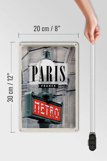 Plaque en tôle voyage 20x30cm Paris France Métro destination de voyage 4