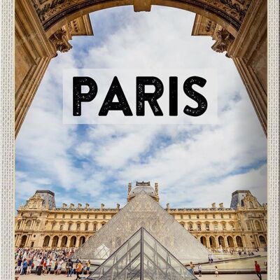 Cartel de chapa Viaje 20x30cm París Francia Louvre