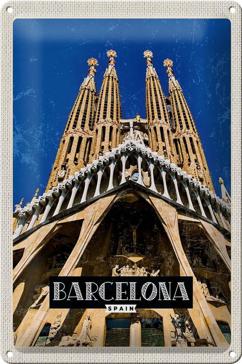Blechschild Reise 20x30cm Barcelona Spanien Reiseziel Trip