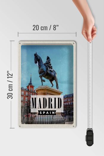 Plaque en étain voyage 20x30cm Madrid Espagne sculpture de cavalier 4