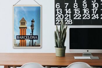 Panneau de voyage en étain, 20x30cm, mosaïque de jour d'image de barcelone espagne 3