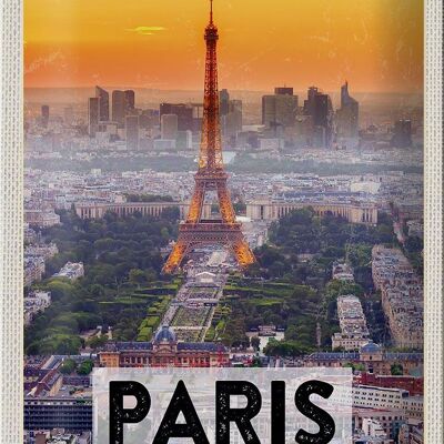 Targa in metallo da viaggio 20x30 cm Parigi Francia Torre Eiffel