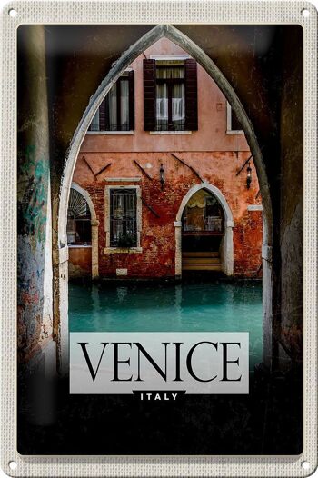 Panneau en étain de voyage, 20x30cm, Venise, Italie, Panorama du fleuve 1