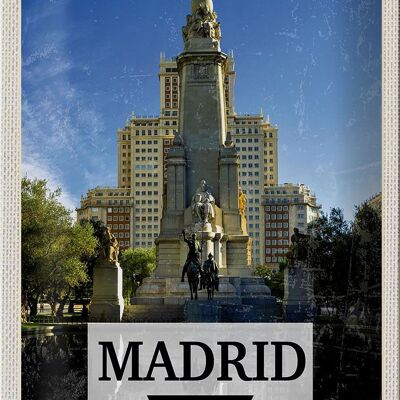 Blechschild Reise 20x30cm Madrid Spanien Pferd Panorama