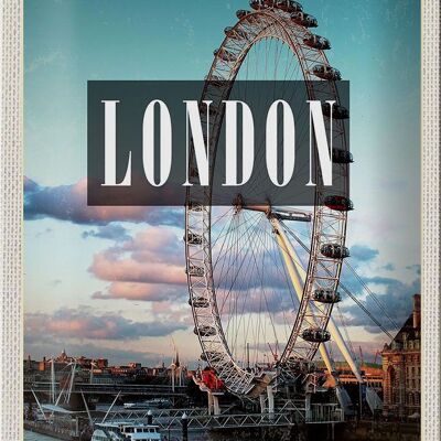 Targa in metallo da viaggio 20x30 cm London Engalnd London Eye