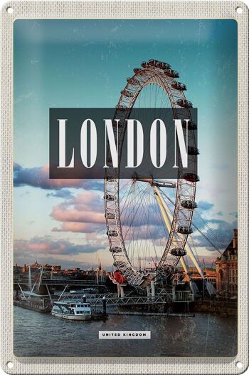 Plaque en tôle voyage 20x30cm London Engalnd London Eye 1