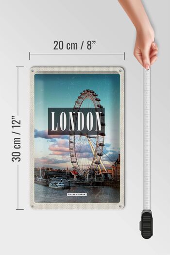 Plaque en tôle voyage 20x30cm London Engalnd London Eye 4