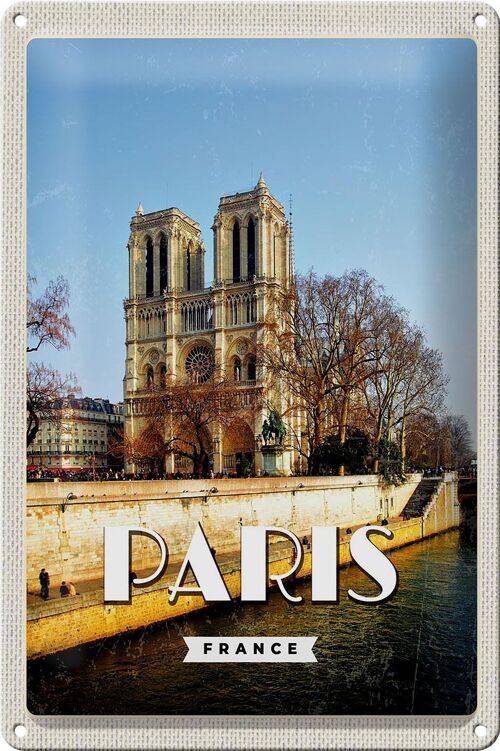 Blechschild Reise 20x30cm Paris Frankreich Notre-Dame Reise