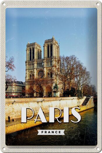 Plaque en tôle Voyage 20x30cm Paris France Notre-Dame Voyage 1