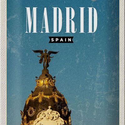 Targa in metallo da viaggio 20x30 cm Madrid Spagna Metropolis Building