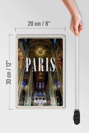 Plaque en tôle Voyage 20x30cm Paris France Intérieur Notre-Dame 4