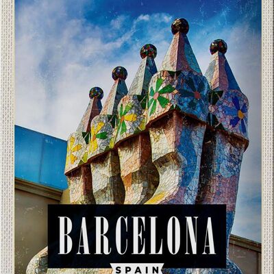 Cartel de chapa Viaje 20x30cm Barcelona España Parque Güell