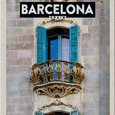 Targa in metallo da viaggio 20x30 cm Barcellona Spagna Viaggio sul balcone
