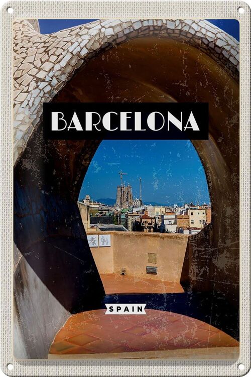 Blechschild Reise 20x30cm Barcelona Spanien Stadt Reiseziel