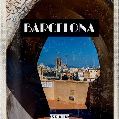 Cartel de chapa viaje 20x30cm Barcelona España ciudad destino de viaje