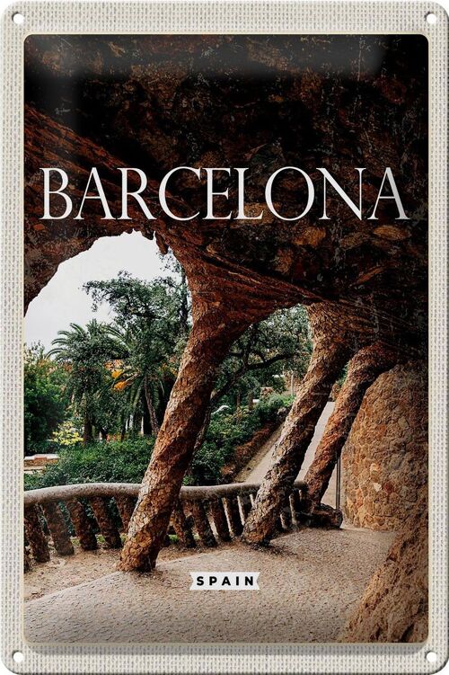 Blechschild Reise 20x30cm Barcelona Spanien Natur Park