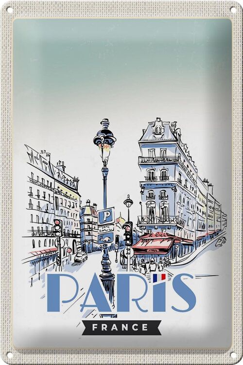 Blechschild Reise 20x30cm Paris Frankreich Stadt Kunstbild