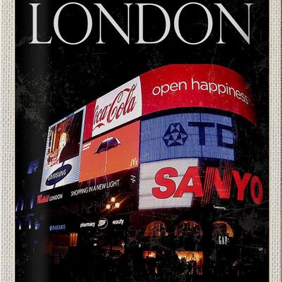 Cartel de chapa de viaje 20x30cm Londres Inglaterra Piccadilly City Night