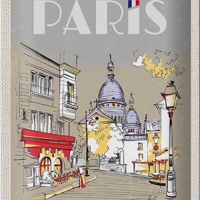 Targa in metallo da viaggio 20x30 cm Parigi Francia Pittura Città