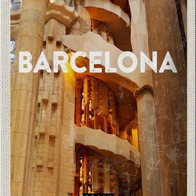 Targa in metallo da viaggio 20x30 cm Barcellona Spagna Immagine medievale