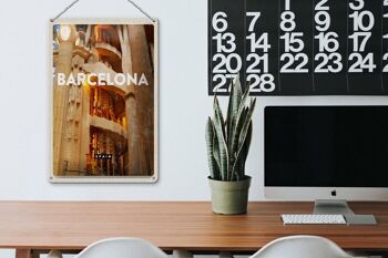 Plaque de voyage en étain, 20x30cm, Barcelone, Espagne, Image médiévale 3