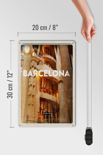 Plaque de voyage en étain, 20x30cm, Barcelone, Espagne, Image médiévale 4