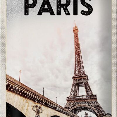 Targa in metallo da viaggio 20x30 cm Parigi Francia Torre Eiffel Turismo