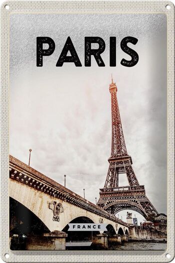 Panneau en étain voyage 20x30cm, Paris, France, tour Eiffel, tourisme 1