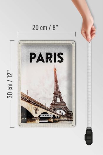 Panneau en étain voyage 20x30cm, Paris, France, tour Eiffel, tourisme 4