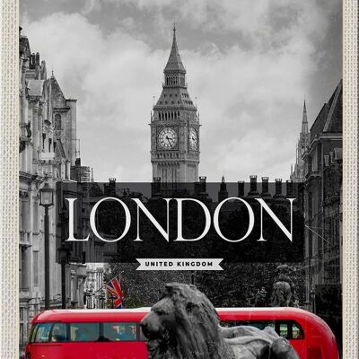Cartel de chapa viaje 20x30cm Londres Inglaterra Big Ben negro blanco