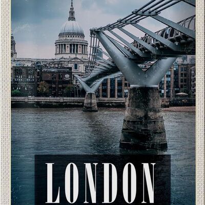 Targa in metallo da viaggio 20x30 cm Londra Regno Unito Vista del Millennium Bridge