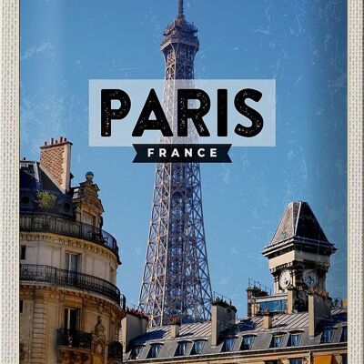 Targa in metallo da viaggio 20x30 cm Parigi Francia Torre Eiffel Città