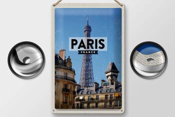 Panneau en étain voyage 20x30cm, Paris, France, tour Eiffel, ville 2