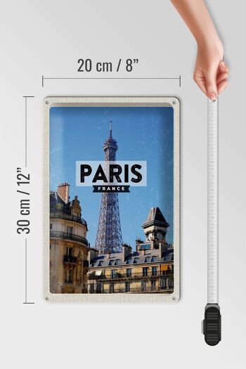 Panneau en étain voyage 20x30cm, Paris, France, tour Eiffel, ville 4