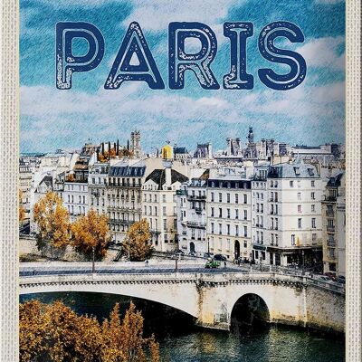 Blechschild Reise 20x30cm Paris Frankreich Trip Stadt Vintage