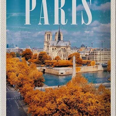 Blechschild Reise 20x30cm Paris Frankreich Sein Notre-Dam