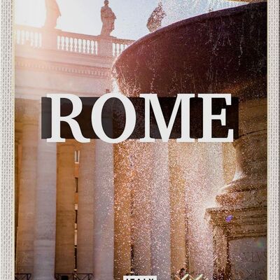 Targa in metallo da viaggio 20x30 cm Roma Italia Fontana Medioevo