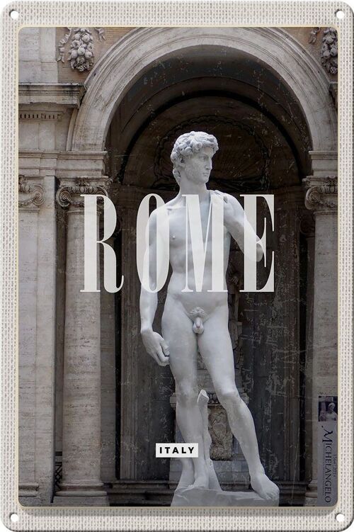 Blechschild Reise 20x30cm Rom Italien Statue Urlaub Reiseziel