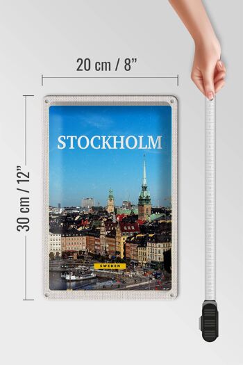 Panneau de voyage en étain, 20x30cm, panneau d'aperçu de la vieille ville de Stockholm, suède 4