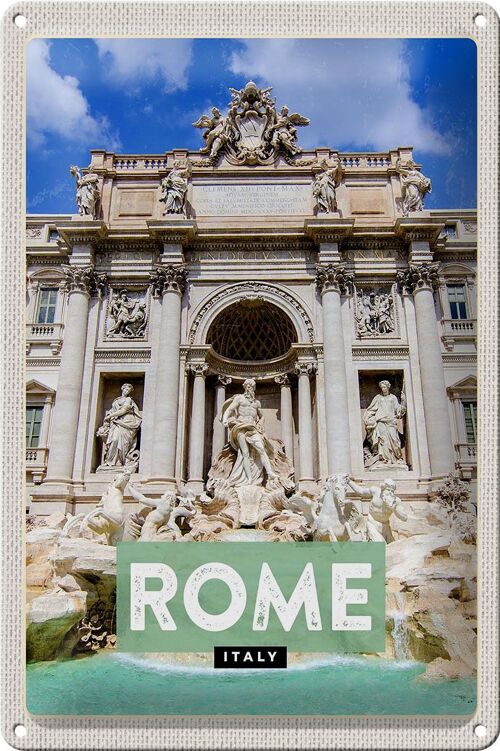 Blechschild Reise 20x30cm Rom Italien Trevi Fountain Brunnen