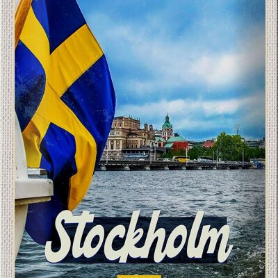 Targa in metallo da viaggio 20x30 cm Stoccolma Svezia Barca Porta Mare