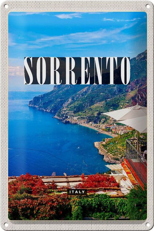 Blechschild Reise 20x30cm Sorrento Italien Meer Ausblick Trip