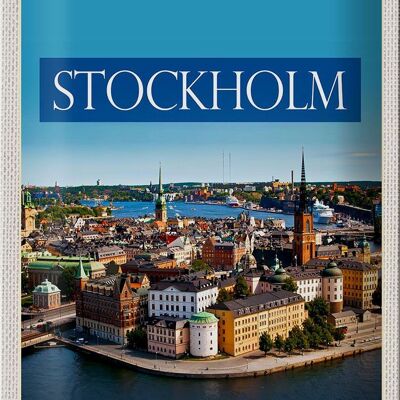 Cartel de chapa de viaje 20x30cm Estocolmo Suecia ciudad medieval